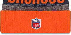 Broncos 2016 STADIUM Orange-Navy-Grey Knit Beanie Hat by New Era - 3rd View