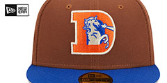 Broncos HARVEST SIDE-PATCH Brown-Royal Fitted Hat by New Era - 3rd View