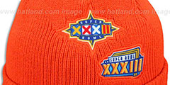 Broncos SUPER BOWL PATCHES Orange Knit Beanie Hat by New Era - 3rd View