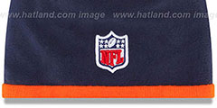 Broncos TECH-KNIT STADIUM Navy-Orange Knit Beanie Hat by New Era - 3rd View