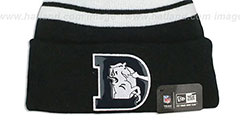 Broncos THROWBACK BIG-SCREEN Black-White Knit Beanie Hat by New Era - 3rd View