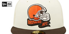 Browns 2022 NFL SIDELINE Cream-Black Fitted Hat by New Era - 3rd View