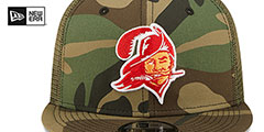 Buccaneers THROWBACK ARMY CAMO TRUCKER Hat by New Era - 3rd View