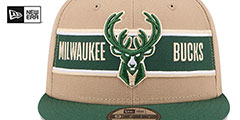 Bucks 2024 NBA DRAFT SNAPBACK Camel-Green Hat by New Era - 3rd View