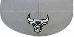 Bulls 2T XL-WORDMARK Grey-Black Fitted Hat by Mitchell and Ness - 3rd View