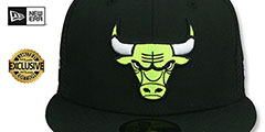 Bulls 6X CHAMPIONS MESH-BACK SIDE-PATCH Black-Yellow Fitted Hat by New Era - 3rd View