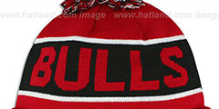 Bulls THE-COACH Red-Black Knit Beanie Hat by New Era - 3rd View