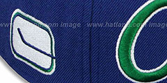 Canucks CLASSIC-SCRIPT Navy Fitted Hat by Mitchell and Ness - 3rd View