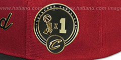 Cavaliers CITY CHAMPS SCRIPT SNAPBACK Burgundy-Black Hat by Mitchell and Ness - 3rd View