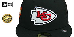 Chiefs 50TH MESH-BACK SIDE-PATCH Black-Black Fitted Hat by New Era - 3rd View