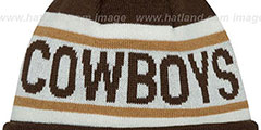 Cowboys BIGGEST FAN Brown-Wheat Knit Beanie Hat by New Era - 3rd View