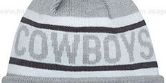 Cowboys BIGGEST FAN Grey-White Knit Beanie Hat by New Era - 3rd View