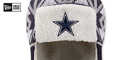 Cowboys FESTIVE TEAM TRAPPER Navy-White Knit Hat by New Era - 3rd View