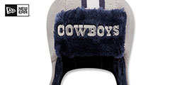 Cowboys HELMET HEAD TRAPPER Grey-Navy Knit Hat by New Era - 3rd View