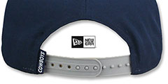 Cowboys LEATHER TAG SNAPBACK Navy-Grey Hat by New Era - 3rd View