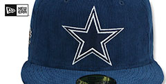 Cowboys OLD SCHOOL CORDUROY SIDE-PATCH Navy Fitted Hat by New Era - 3rd View