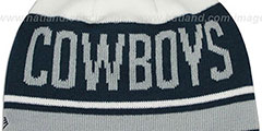 Cowboys SNOW-TOP SKULLIE White Knit Beanie Hat by New Era - 3rd View