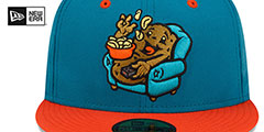 Crawdads THEME NIGHT Teal-Orange Fitted Hat by New Era - 3rd View