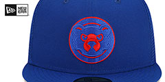 Cubs 2022-23 BATTING PRACTICE TRUCKER Royal Fitted Hat by New Era - 3rd View