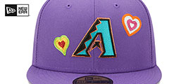 Diamondbacks CHAIN STITCH HEARTS Purple Fitted Hat by New Era - 3rd View