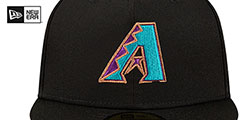 Diamondbacks METALLIC LOGO SIDE-PATCH Black Fitted Hat by New Era - 3rd View