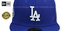 Dodgers 50TH ANNIVERSARY YELLOW-BOTTOM Royal Fitted Hat by New Era - 3rd View