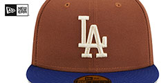 Dodgers HARVEST SIDE-PATCH Brown-Royal Fitted Hat by New Era - 3rd View