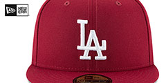 Dodgers TEAM-BASIC Burgundy-White Fitted Hat by New Era - 3rd View