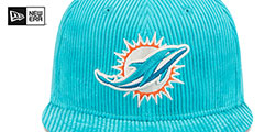 Dolphins LETTERMAN PIN CORDUROY Aqua Fitted Hat by New Era - 3rd View