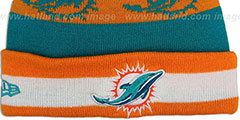 Dolphins REPEATER SCRIPT Knit Beanie Hat by New Era - 3rd View