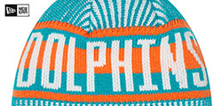 Dolphins STRIPED Knit Beanie Hat by New Era - 3rd View