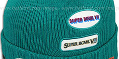 Dolphins SUPER BOWL PATCHES Aqua Knit Beanie Hat by New Era - 3rd View