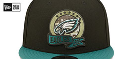 Eagles 2022 SALUTE-TO-SERVICE SNAPBACK Black-Green Hat by New Era - 3rd View