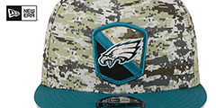 Eagles 2023 SALUTE-TO-SERVICE SNAPBACK Camo-Green Hat by New Era - 3rd View