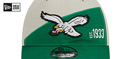 Eagles HISTORIC SIDELINE STRAPBACK Tan-Green Hat by New Era - 3rd View