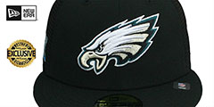 Eagles SB LII MESH-BACK SIDE-PATCH Black-Black Fitted Hat by New Era - 3rd View