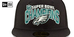 Eagles SUPER BOWL LII CHAMPS Black Fitted Hat by New Era - 3rd View