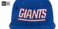 Giants OLD SCHOOL CORDUROY SIDE-PATCH Royal Fitted Hat by New Era - 3rd View