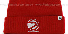 Hawks POMPOM CUFF Red Knit Beanie Hat by Twins 47 Brand - 3rd View