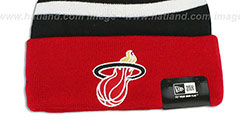 Heat BIG-SCREEN Red-Black Knit Beanie Hat by New Era - 3rd View