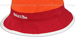 Heat COLOR-BLOCK BUCKET White-Orange-Red Hat by Mitchell and Ness - 3rd View