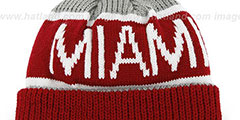 Heat THE-CALGARY Red-Grey Knit Beanie Hat by Twins 47 Brand - 3rd View