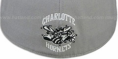 Hornets 2T XL-WORDMARK Grey-Black Fitted Hat by Mitchell and Ness - 3rd View