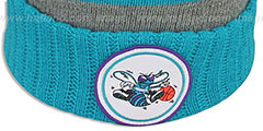 Hornets HIGH-5 CIRCLE BEANIE Grey-Teal by Mitchell and Ness - 3rd View