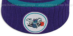 Hornets HIGH-5 CIRCLE BEANIE Teal-Purple by Mitchell and Ness - 3rd View