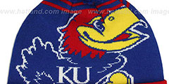 Kansas LOGO WHIZ Royal-Red Knit Beanie Hat by New Era - 3rd View