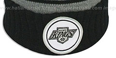 Kings HIGH-5 CIRCLE BEANIE Grey-Black by Mitchell and Ness - 3rd View