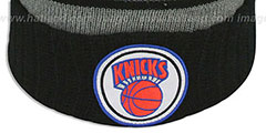 Knicks HIGH-5 CIRCLE BEANIE Grey-Black by Mitchell and Ness - 3rd View