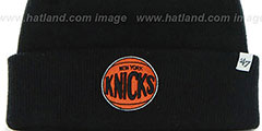 Knicks POMPOM CUFF Black Knit Beanie Hat by Twins 47 Brand - 3rd View