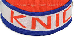 Knicks THE-BUTTON Knit Beanie Hat by Michell and Ness - 3rd View